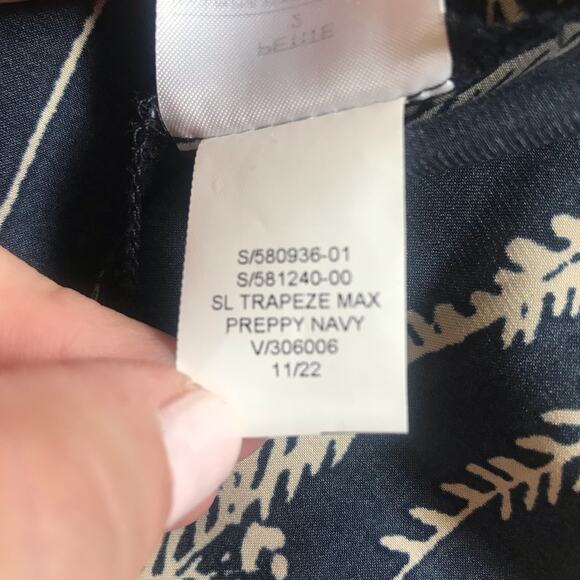 Banana Republic Trapeze Maxi Dress NWT NEW Size 2 Petite Navy Beige Beach Boho - Picture 9 of 14